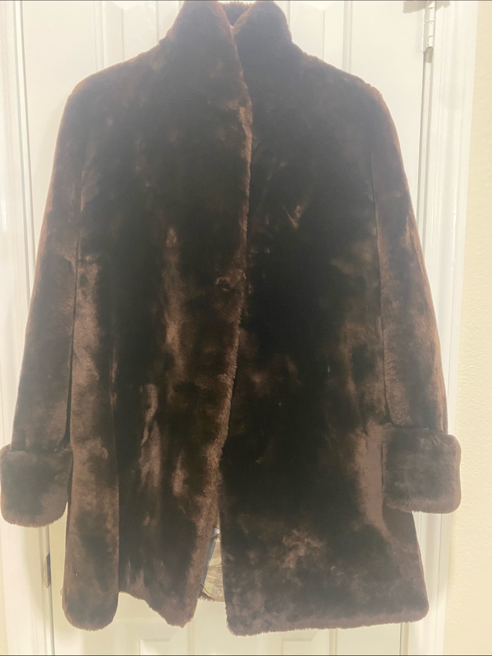 Women's Plush Teddy Jacket in Deep Brown